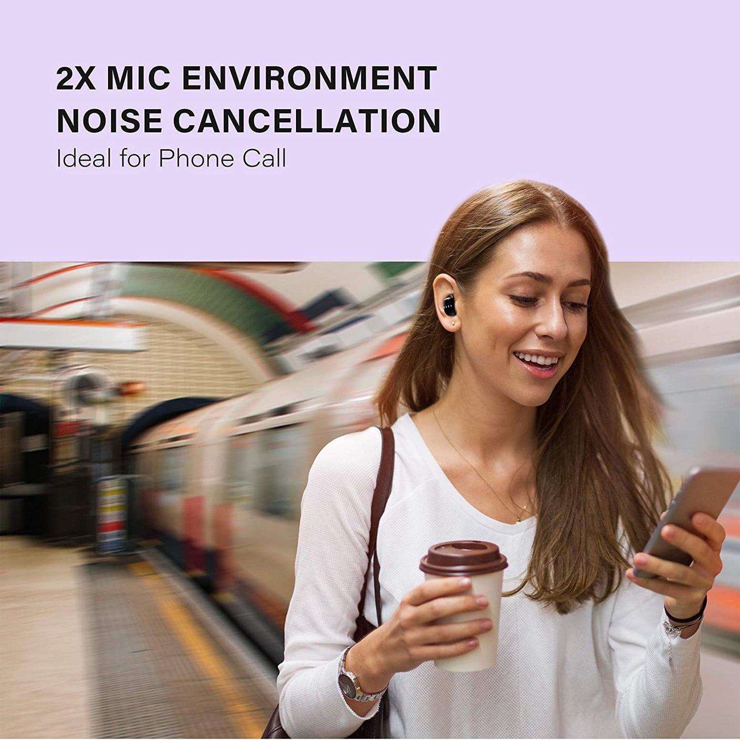 T1XS Bluetooth 5.0 Wireless Earbuds - Waterproof In-Ear Earphones with Microphone, Compatible with + APP for iPhone & Android (Black)